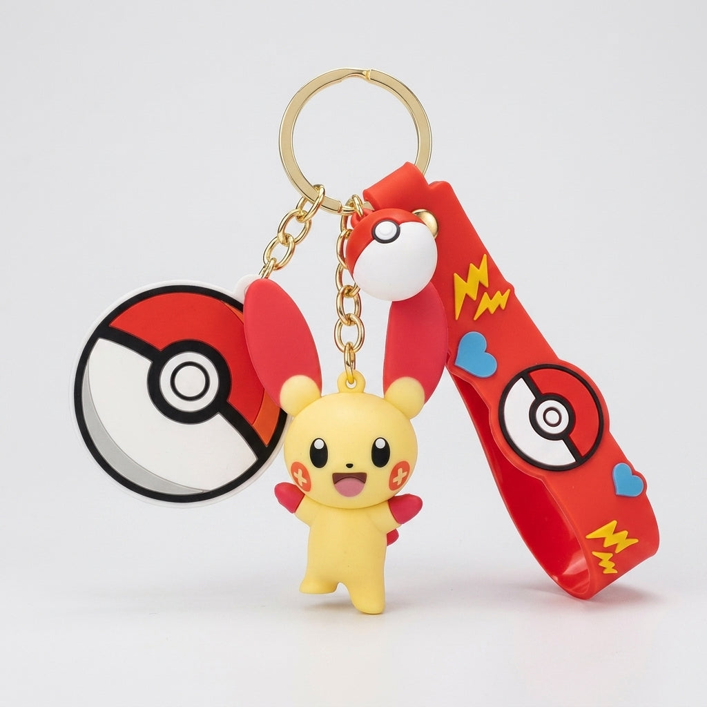 Plusle Figure Keychain — Poké Ball Strap | GoPokeShop