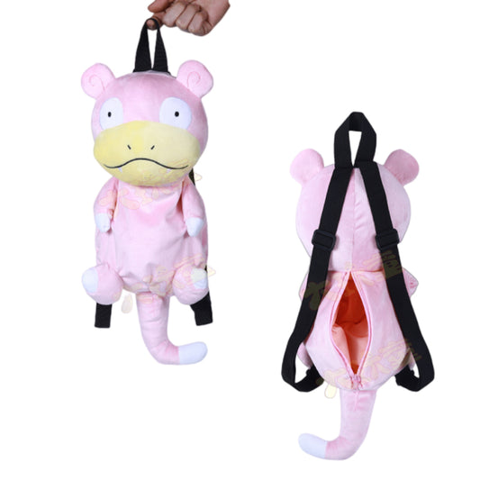 Slowpoke Pokémon plush backpack — front and back view