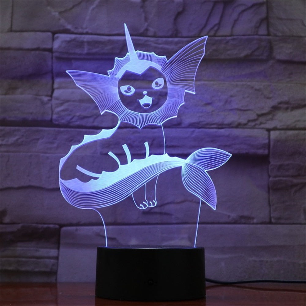 Vaporeon Pokémon 3D Lamp - 5 Colors