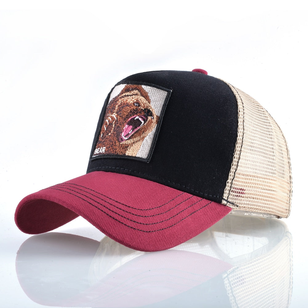 Red & Black Bear Trucker Cap