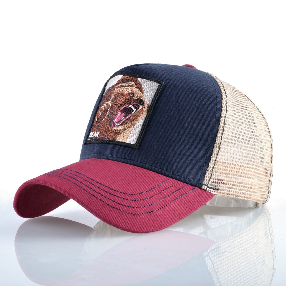 Blue & Black Bear Trucker Cap