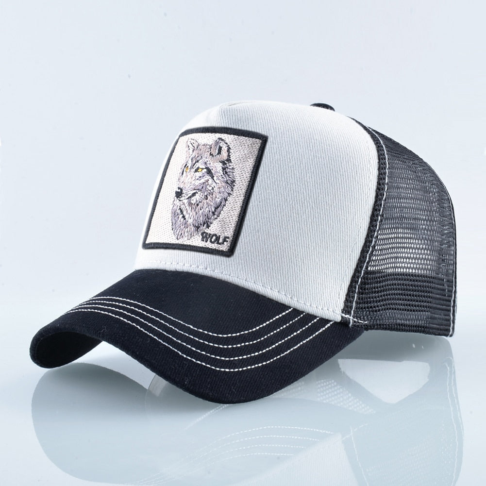 Black & White Wolf Trucker Cap