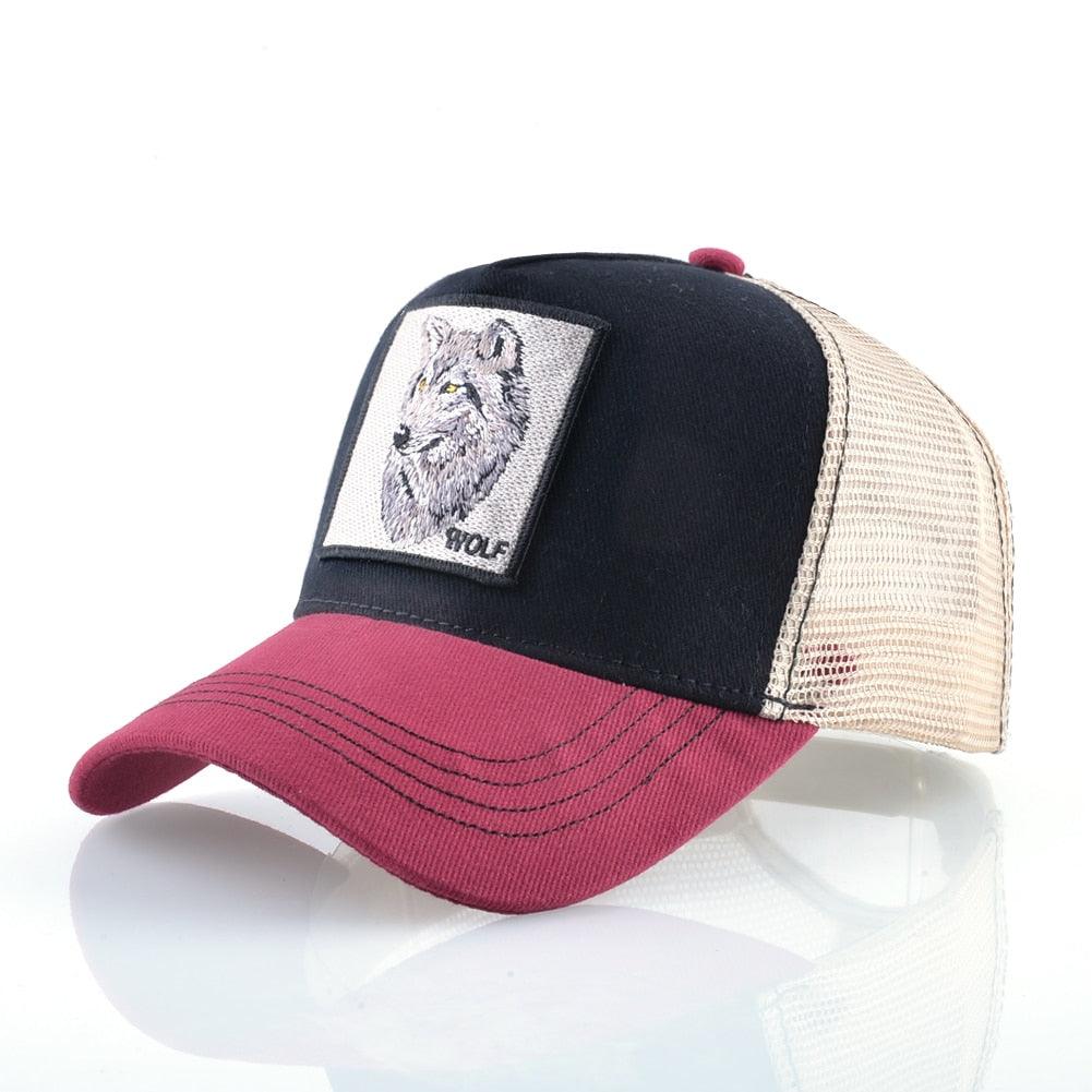 Black & Red Wolf Trucker Cap