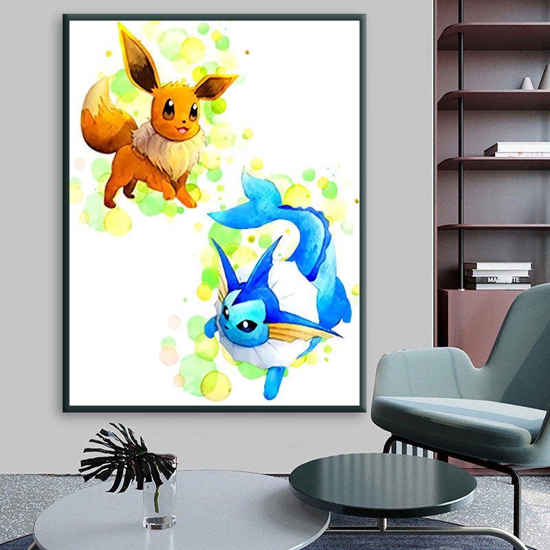 Eevee & Vaporeon Watercolor Poster