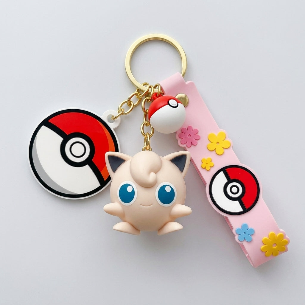 Jigglypuff Figure Keychain — Poké Ball Strap | GoPokeShop