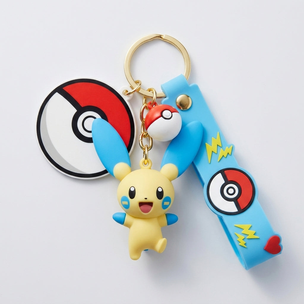 Minun Figure Keychain — Poké Ball Strap | GoPokeShop