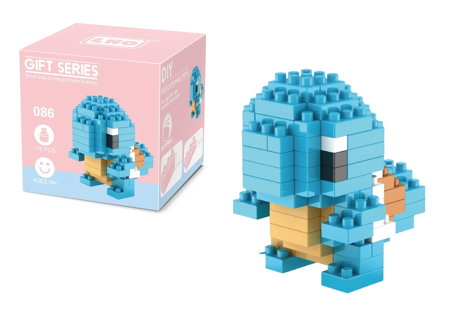 Squirtle micro-brick building set — Set 086 — with retail box