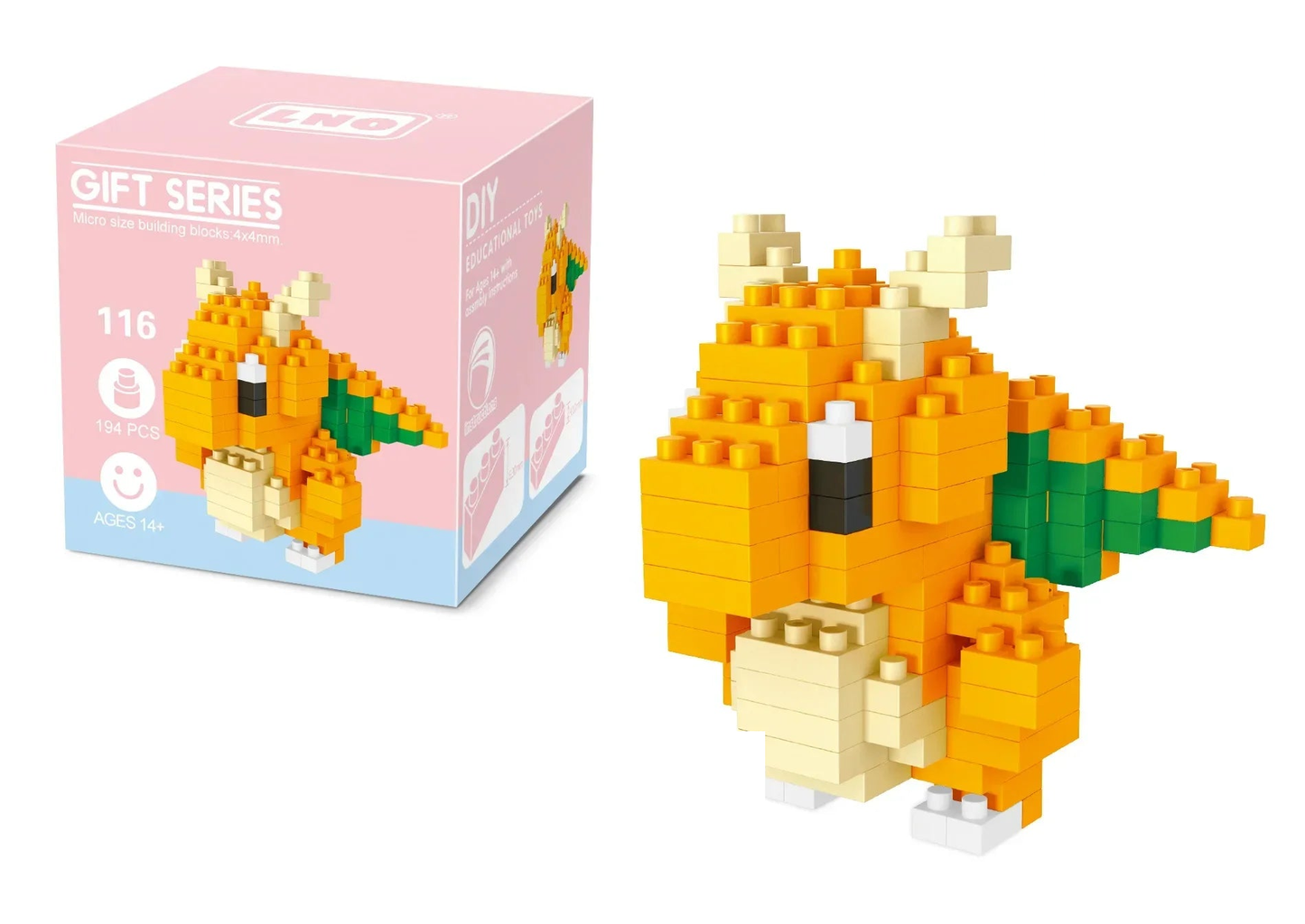 Dragonite micro-brick building set — With retail box