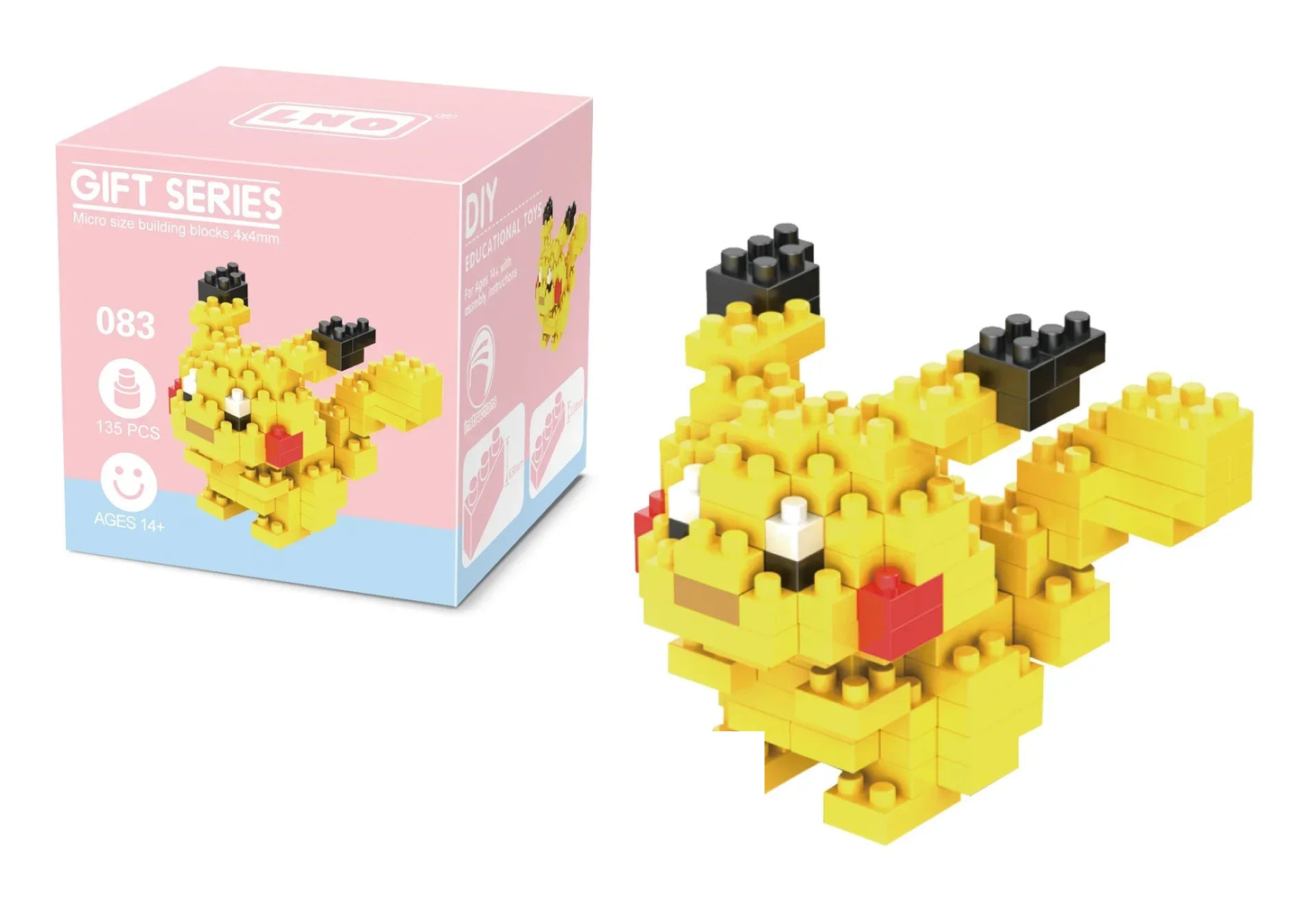 Pikachu micro-brick building set — Set 083 — with retail box