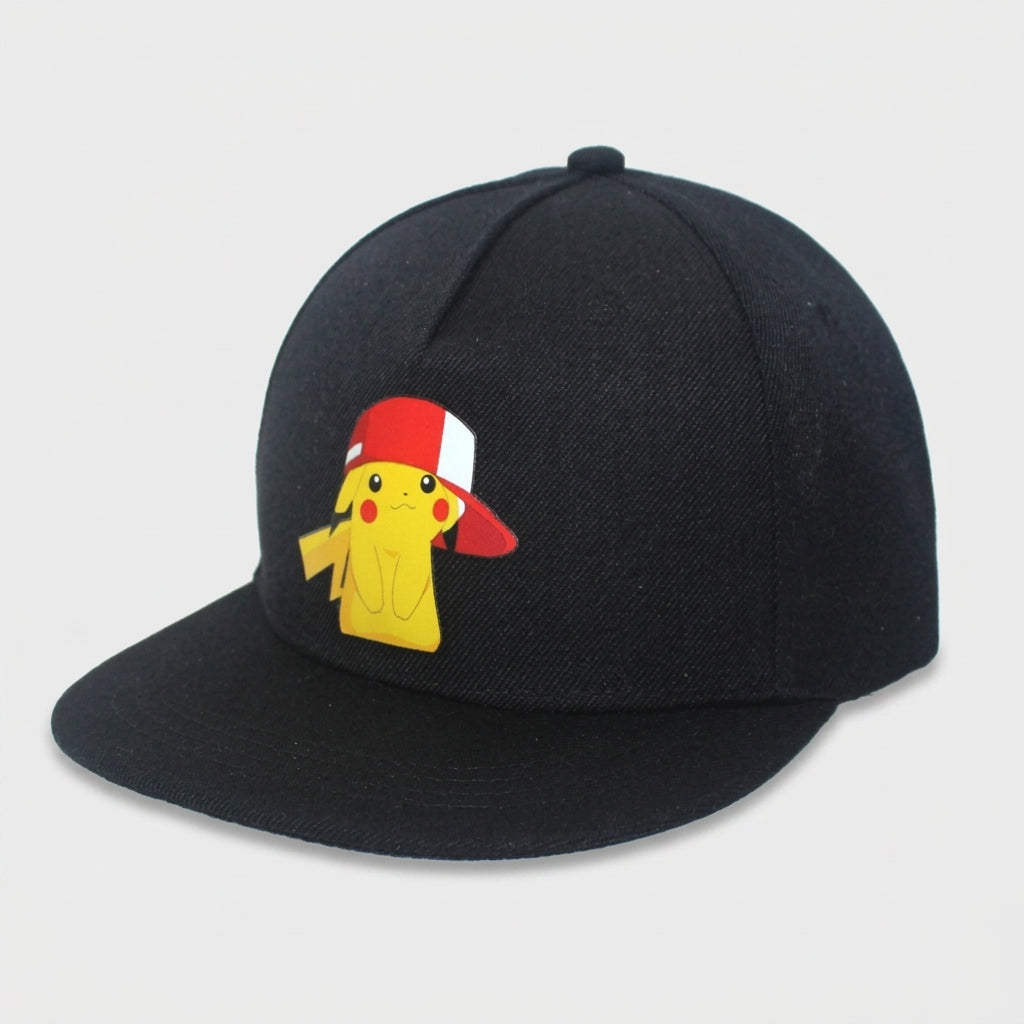Pikachu Pokémon cap — Pikachu in Red Cap Patch – Black (Adult)