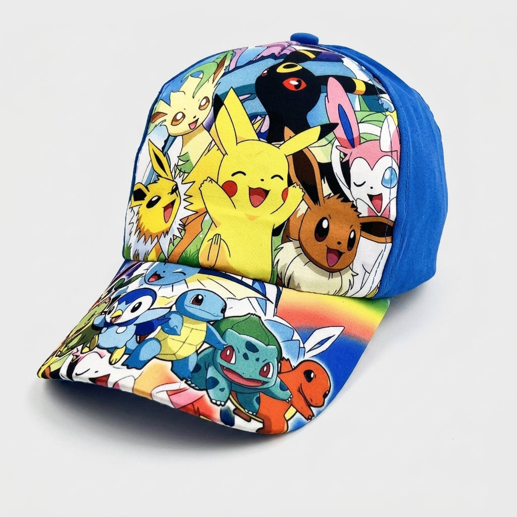 Pikachu Pokémon cap — Pikachu & Eevee All-Over Print – Blue (Kids)